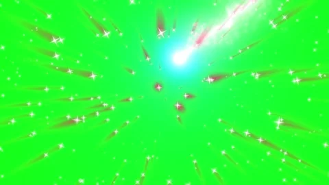 Dynamic light streaks radiating from central point over vibrant green screen 스톡 동영상 343847969