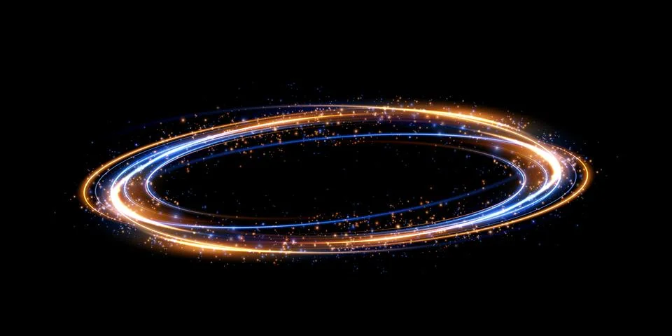 Dynamic Light Swirl Abstract Artwork on a Deep Black Background with Captivating Stock Illustration