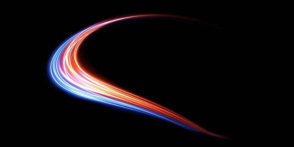 Dynamic Light Trails on a Dark Background Showcase a Stunning Visual Experience 库存插图