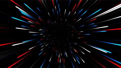 Dynamic Light Trails in a Fast Moving Space Scene. Illustrazione stock