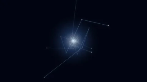 Dynamic light trails forming patterns in dark space Stock Footage 336995517