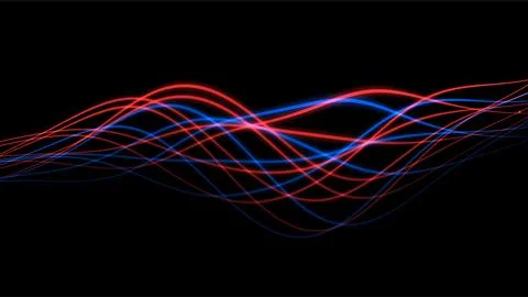 Dynamic Light Waves Abstract Background with Vibrant Colors. Illustrazione stock