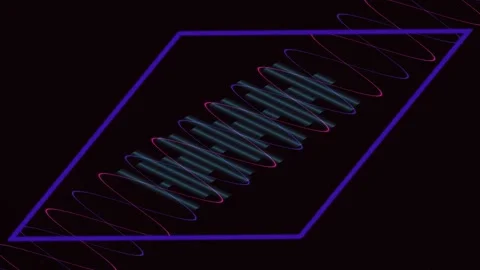 Dynamic Lighting Coil in Neon Frame Demonstrating Vibrant Spring Motion Stock Footage 327946027