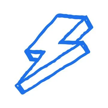 Dynamic Lightning Bolt Hand Drawn Grunge Vector Illustration For Energetic .. Stock Illustration