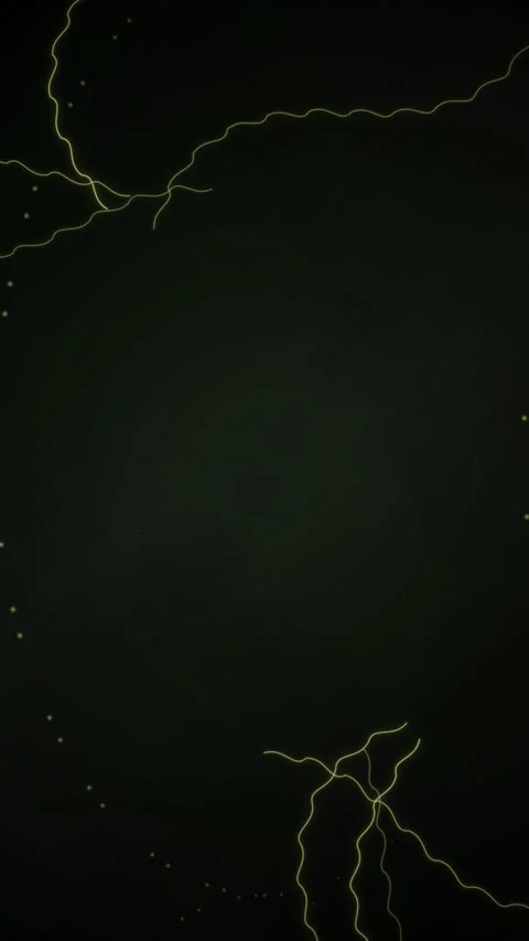 Dynamic lightning bolts crack across the dark green screen background Stock Footage 345494055