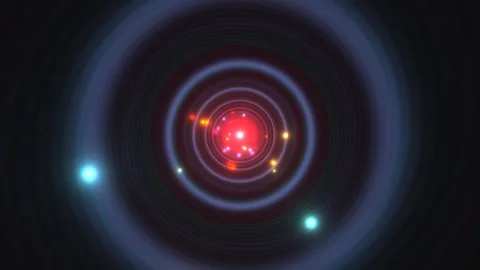 Dynamic lights create motion in a circular pattern in dark Stock Footage 338326643
