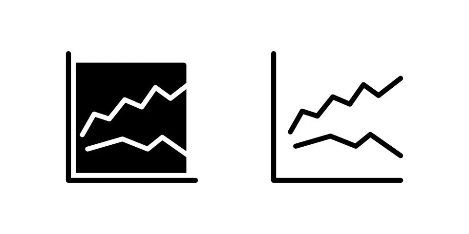Dynamic line chart icon representing growth, statistics, and data trends. I.. Stock Illustration