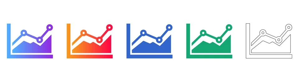 Dynamic Line Graph and Area Chart Icons for Financial Analysis Stock Illustration