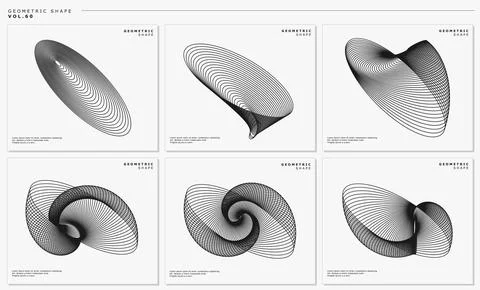 Dynamic lines abstract design vector set. Digital line abstract template bundle. Stock Illustration