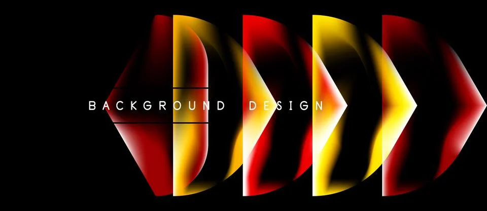 Dynamic lines create abstract shapes. Red, yellow gradients dominate black Stock Illustration