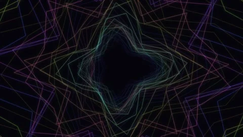 Dynamic lines form geometric shapes with light and color waves 库存影片 337301335