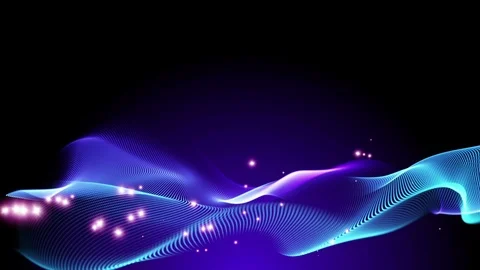 Dynamic lines in motion with purple light particles Video stock 106666156