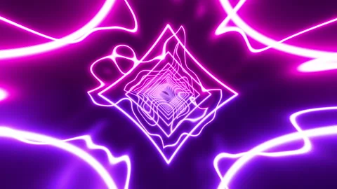 Dynamic lines of neon light purple abstract geometric shape abstract Stock Footage 277557259