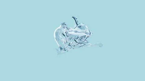 Dynamic Liquid Water Splash Explosion on Light Blue Background. Vidéo 339827569
