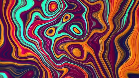 Dynamic liquid waves of colors in swirling hypnotic motion, psychedelic effects Stock Footage 335630584