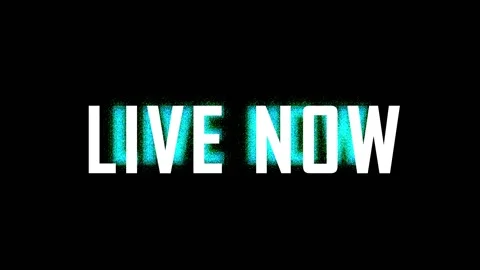 Dynamic LIVE NOW text animation with glitch effects and neon glow in dark b.. Stock Footage 345620765