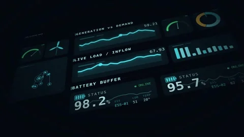 Dynamic Load Balancing Concept Animation with Consumption and Generation Element Stock Footage 339542682