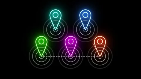 Dynamic Location Scanning Interface Animation for Social Networks Stock Footage 282577199