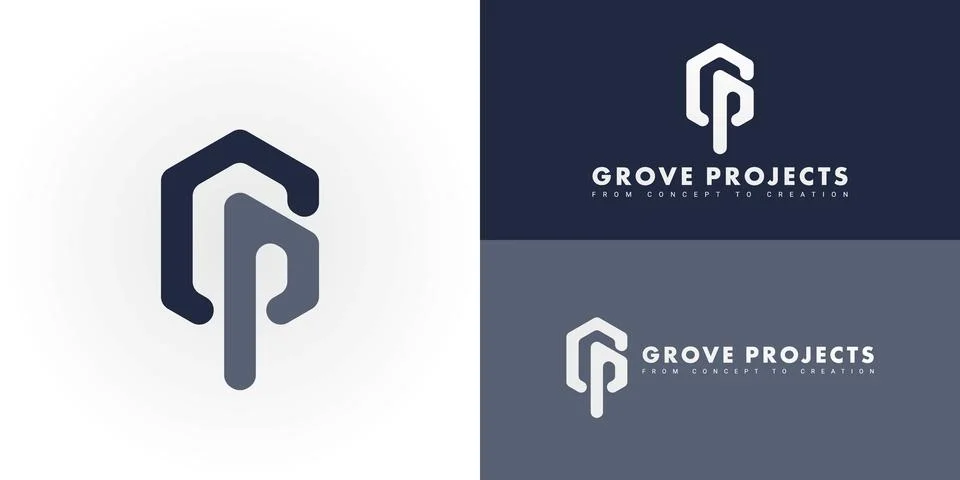 The dynamic logo design creatively integrates the initials GP Stock Illustration