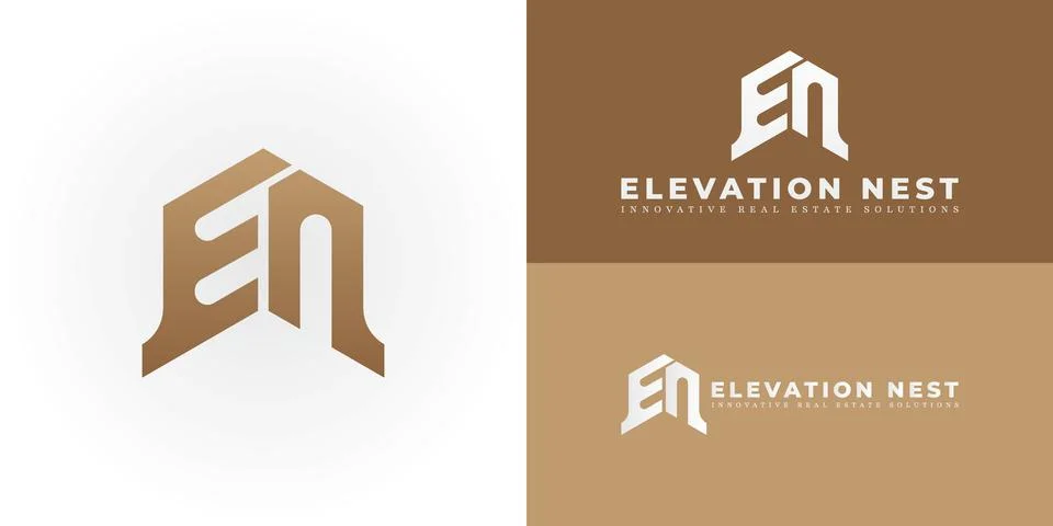 The dynamic logo design creatively integrates the initials EN Stock Illustration