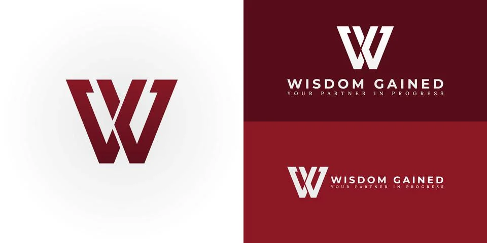 The dynamic logo design creatively intertwines the initials W and G Stock Illustration