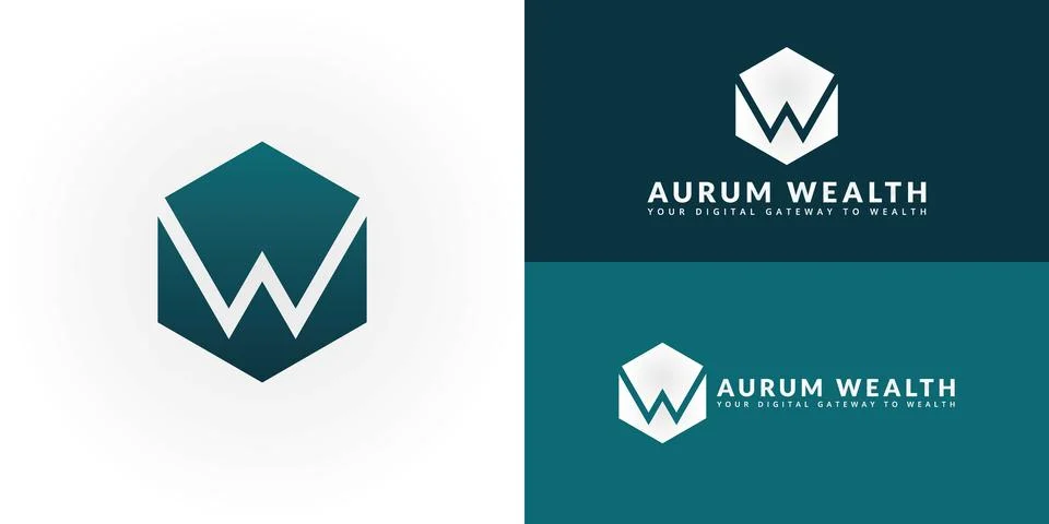 The dynamic logo design features the initials AW elegantly intertwined Stock Illustration