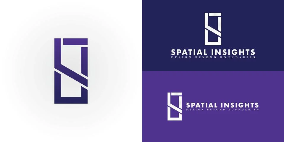 The dynamic logo design features the initials SI creatively intertwined, Stock Illustration