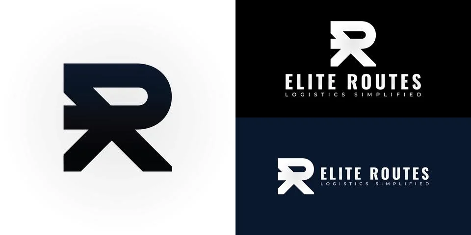 The dynamic logo design features the initials E and R creatively intertwined Stock Illustration