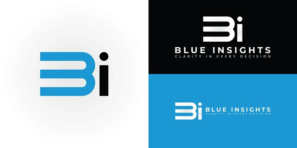 The dynamic logo design features the initials B and I creatively intertwined Illustrazione stock
