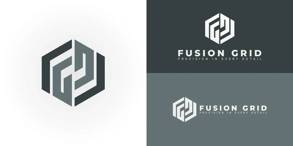 The dynamic logo design features the initials FG Stock Illustration