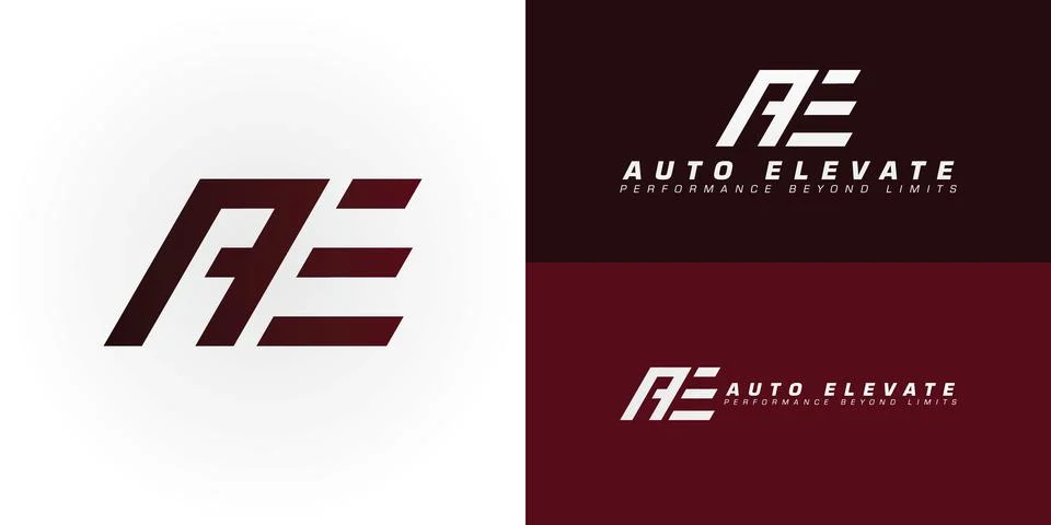 The dynamic logo design features the initials AE Stock Illustration