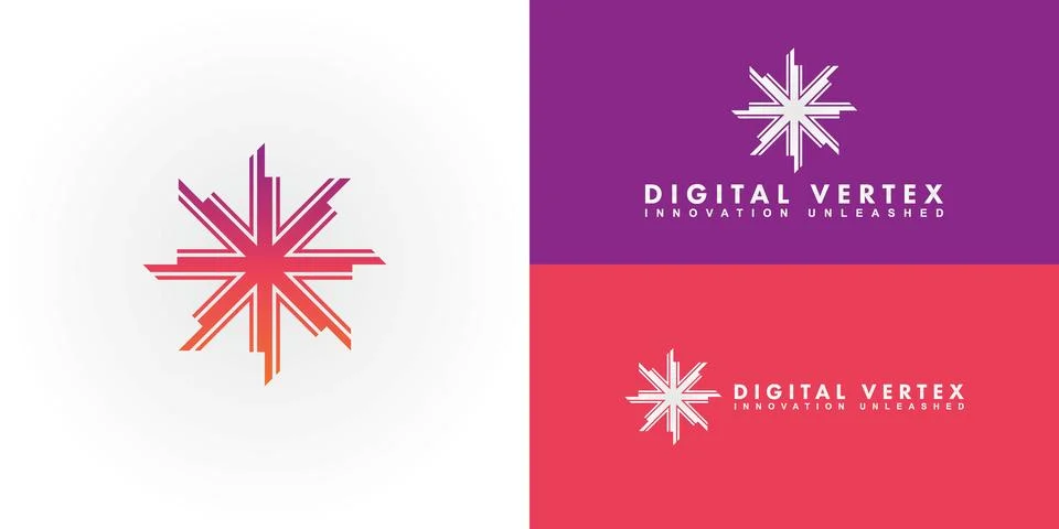 Dynamic logo design features a stylized starburst symbol Stock Illustration