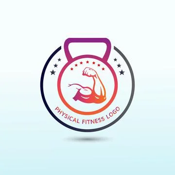 Dynamic logo for Personal Training with dumbbell icon. Virtual CrossFit and f Stock Illustration