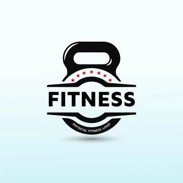Dynamic logo for Personal Training with dumbbell icon. Virtual CrossFit and f Stock Illustration