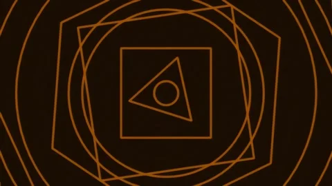 Dynamic luminous geometric abstraction lines on dark background pattern Stock Footage 342158974