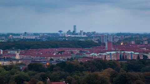 Dynamic Malmo Sweden Timelapse Cityscape with Fast Moving Clouds Stock Footage 309565794