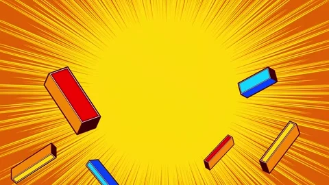 Dynamic Manga Action Speed Lines Background Featuring Colorful 3D Blocks Stock Footage 334683466