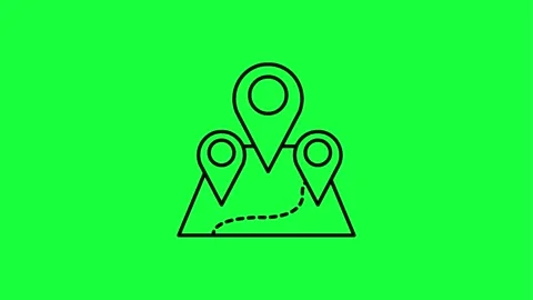 Dynamic map markers on green screen for navigation and location services Stock Footage 331506527
