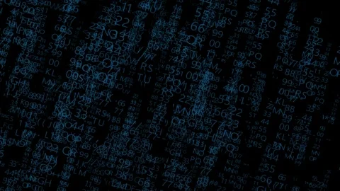 Dynamic matrix code with flowing numbers and letters, digital, tech-inspired Stock Footage 305768932