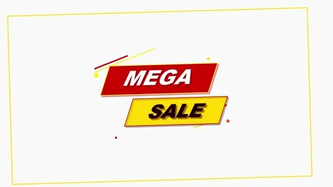 Dynamic Mega Sale Banner with Red and Yellow Geometric Shapes Stock Footage 344015648