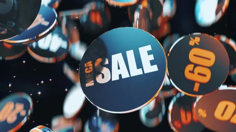 Dynamic Mega Sale text jumping animation in 4K Stock-Footage 143968966