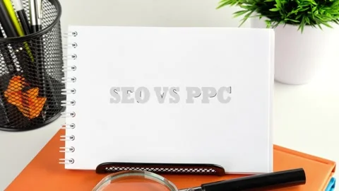 A dynamic message revealing the core differences between SEO and PPC on a crisp Stock Footage 331722349