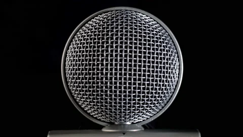 Dynamic microphone grid close-up. Stock Footage 130386781