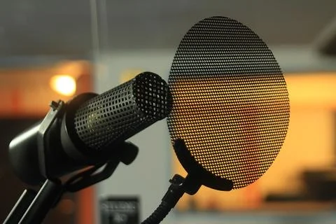 Dynamic mike in studio Stock Photos