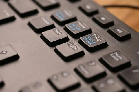 Dynamic Minimal Keyboard Macro Shot Featuring Page Down Key in Side Angled .. Stock-Fotos