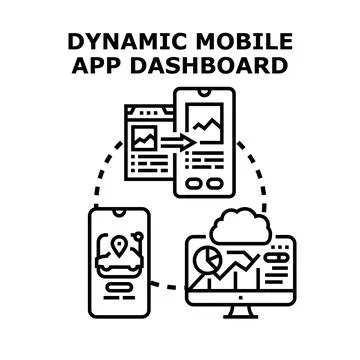 Dynamic mobile application dashboard vector illustrating data analytics イラスト素材