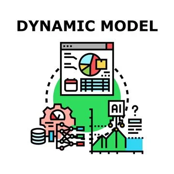 Dynamic model analyzing data using artificial intelligence Stock Illustration