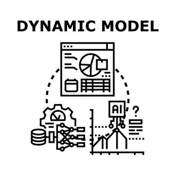 Dynamic model analyzing data using artificial intelligence Stock Illustration