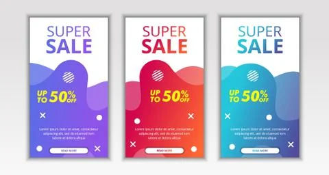 Dynamic Modern Fluid Mobile Flash Sale Banner template design Illustrazione stock