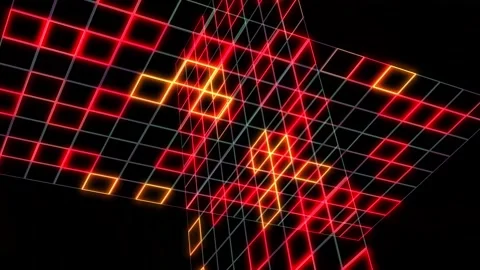 Dynamic modern retro animation with glowing squares in vintage grid Stock-Footage 333966152
